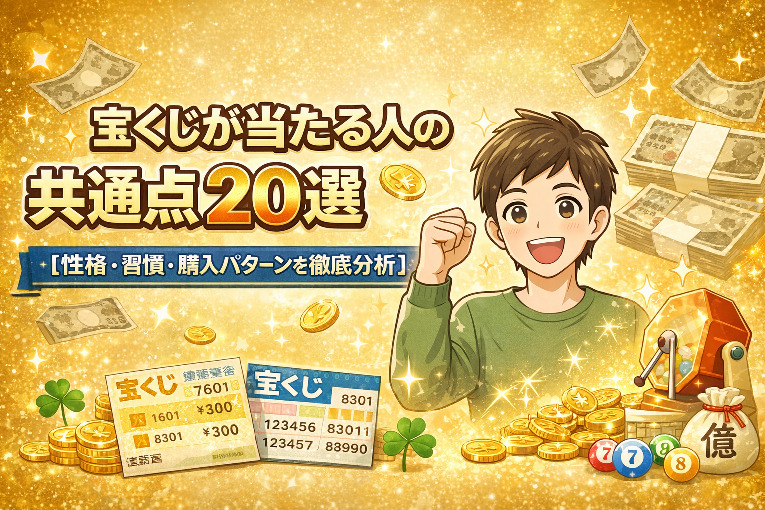 宝くじが当たる人の共通点20選【性格・習慣・購入パターンを徹底分析】